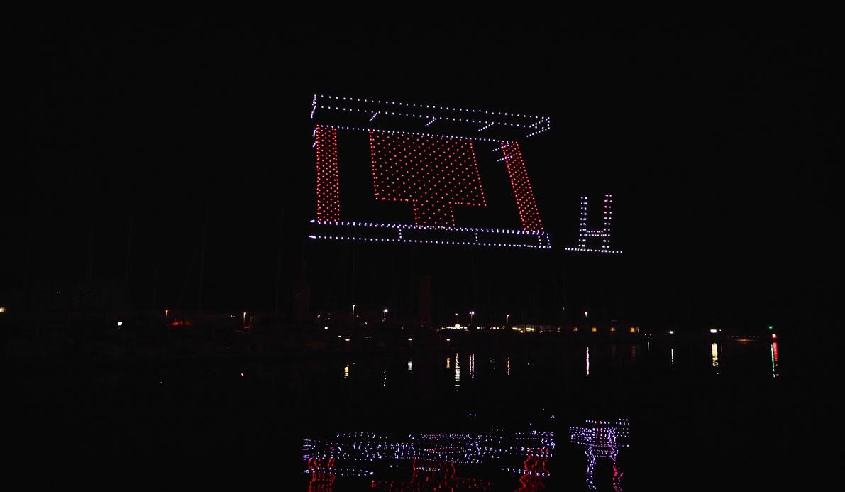 Monument reconstitué en lumière par les drones